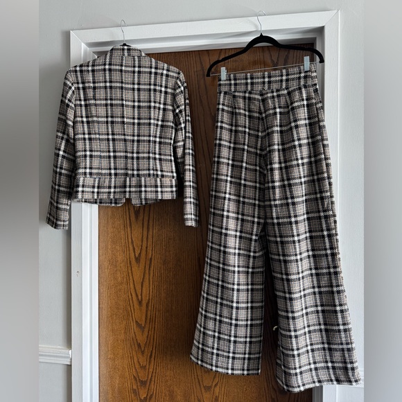 Aura Houndstooth Plaid Patterned Jacket and Pants Suit Set - Picture 2 of 6